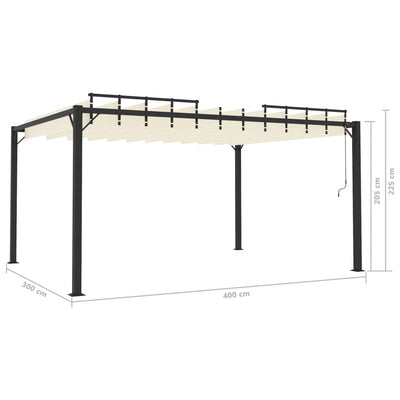 pavillon med lameltag 3x4 m aluminium og stof cremefarvet