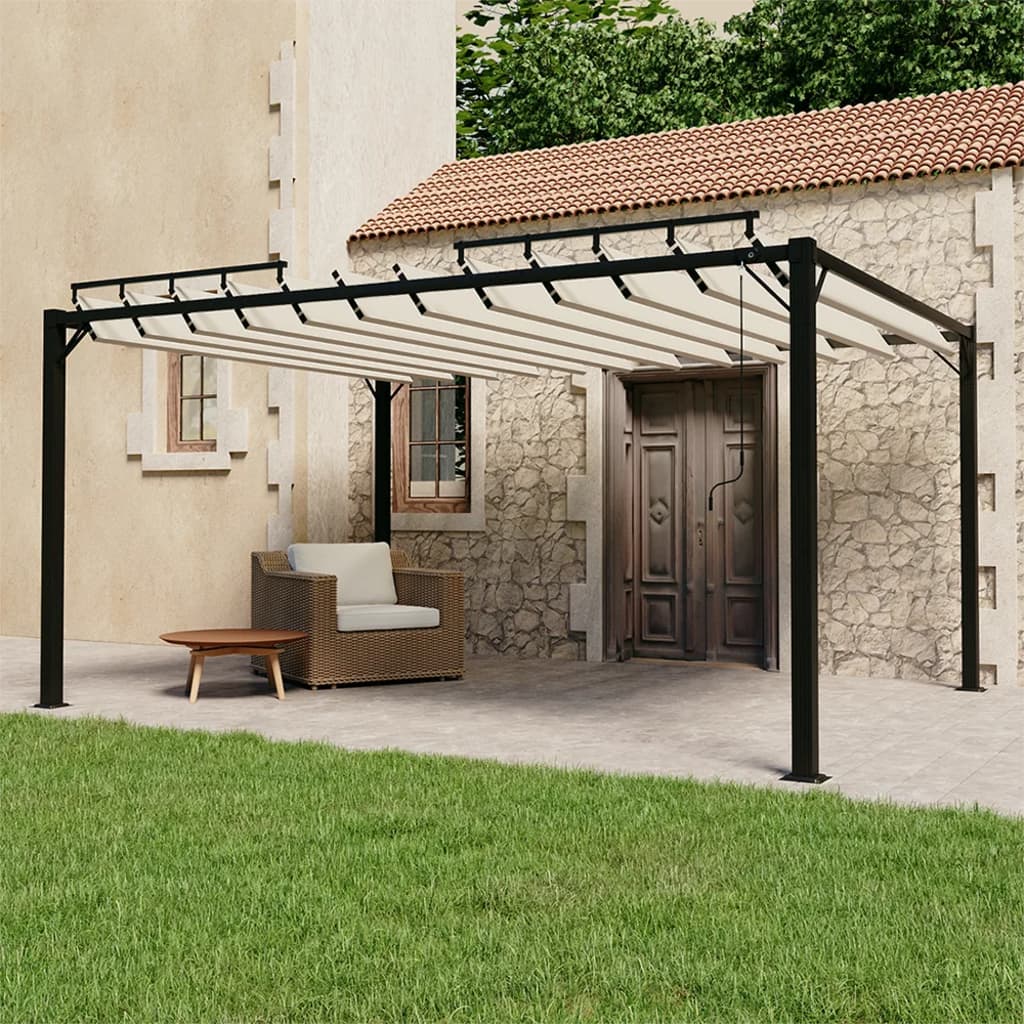 pavillon med lameltag 3x4 m aluminium og stof cremefarvet