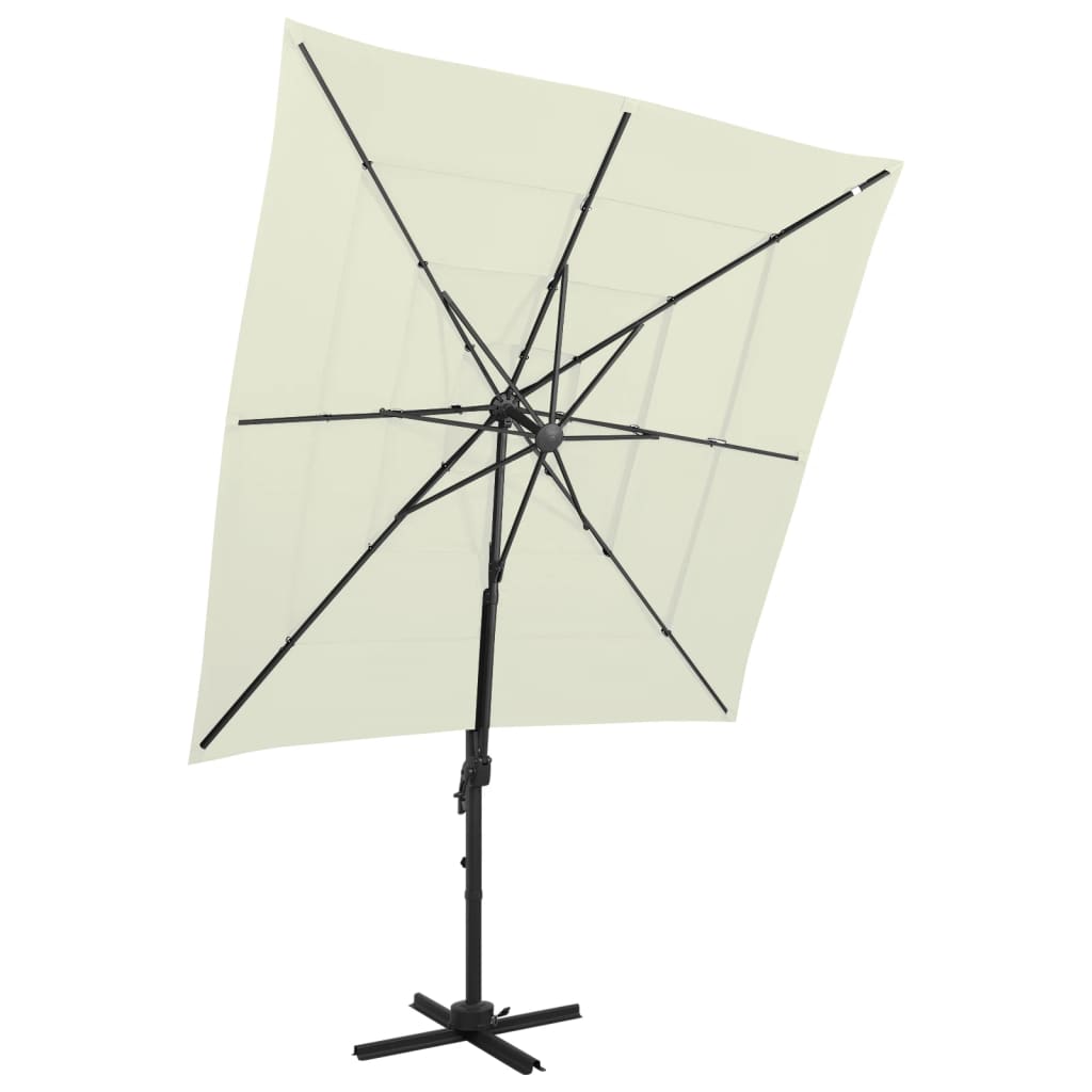 parasol med aluminiumsstang 4 niveauer 250x250 cm sandfarvet