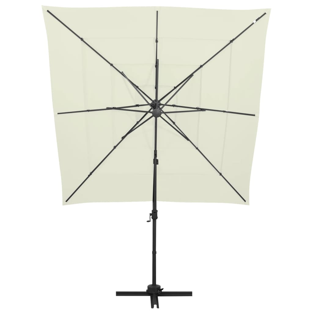 parasol med aluminiumsstang 4 niveauer 250x250 cm sandfarvet