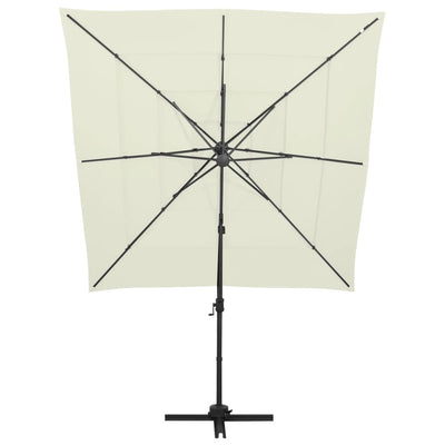 parasol med aluminiumsstang 4 niveauer 250x250 cm sandfarvet