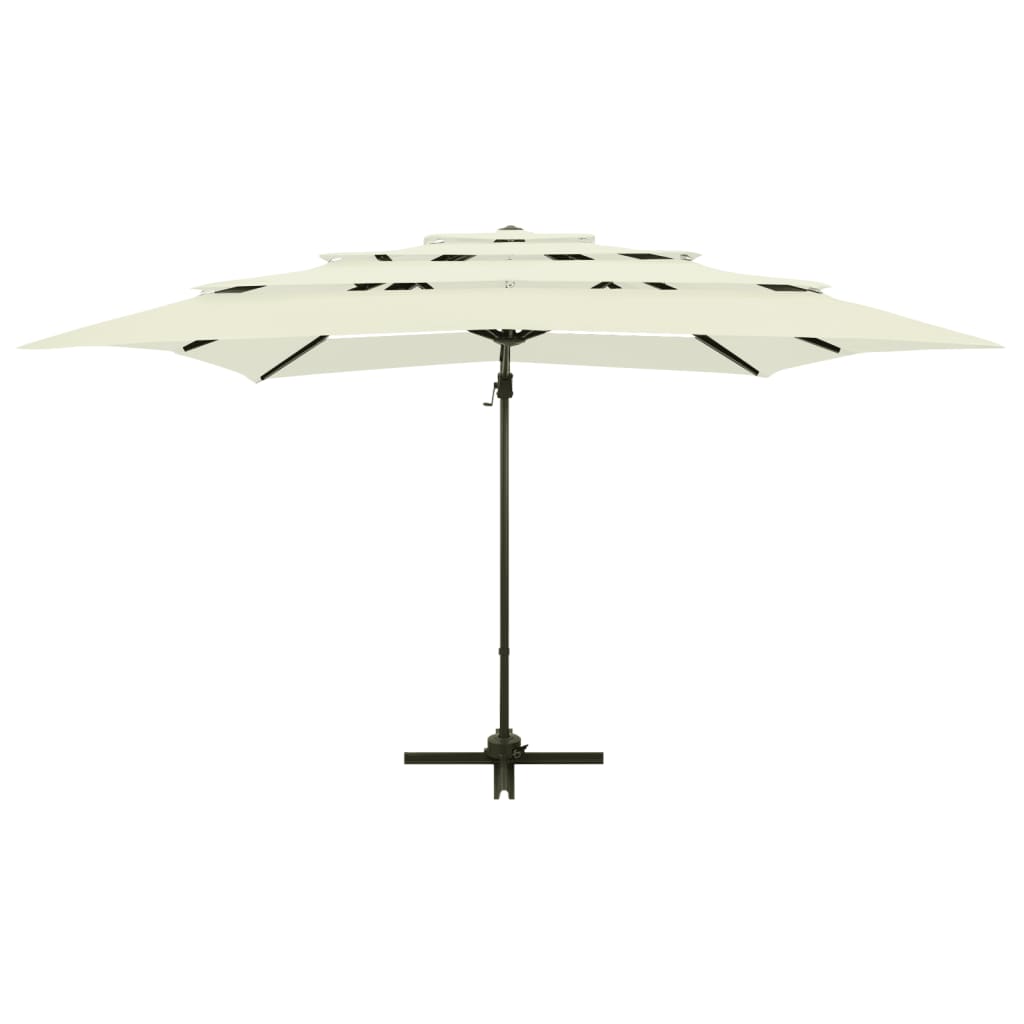 parasol med aluminiumsstang 4 niveauer 250x250 cm sandfarvet