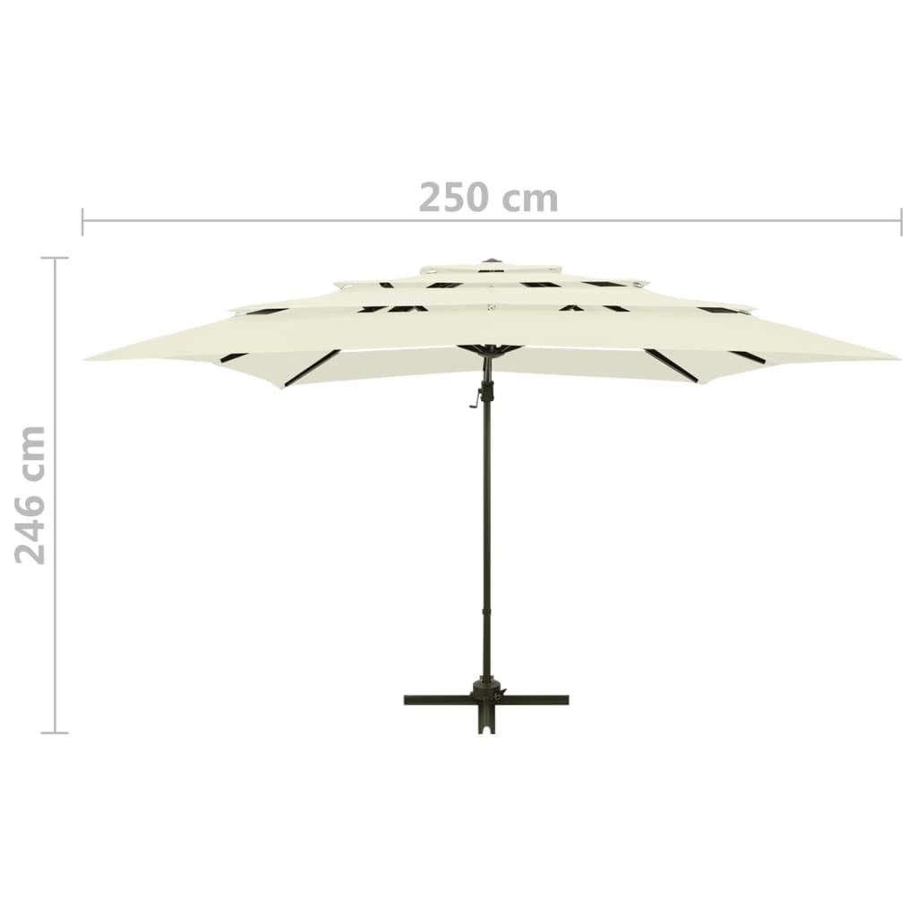 parasol med aluminiumsstang 4 niveauer 250x250 cm sandfarvet