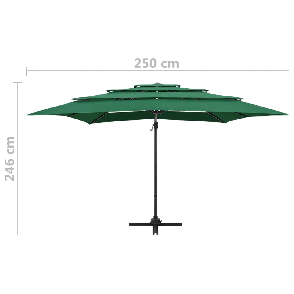 parasol med aluminiumsstang 4 niveauer 250x250 cm grøn