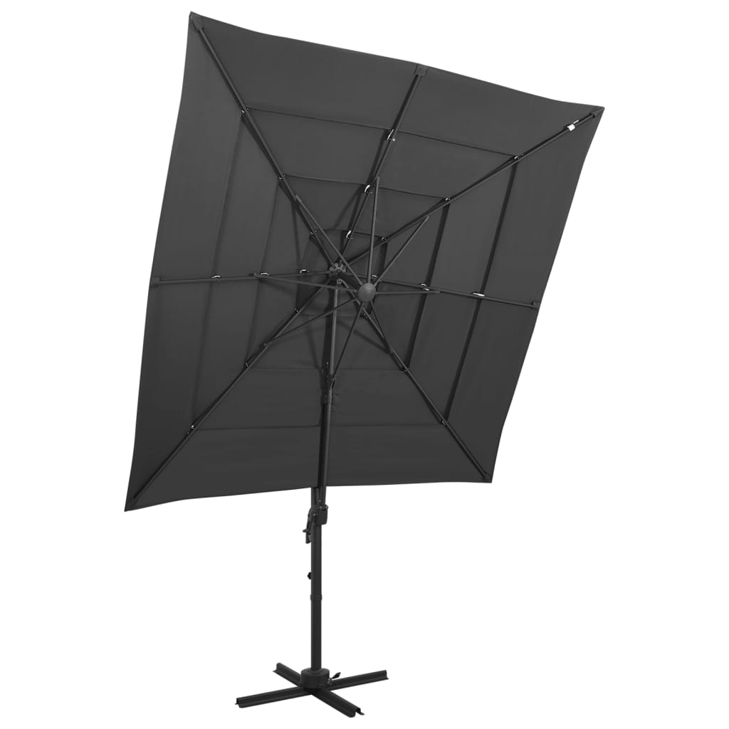 parasol 250x250 cm 4 niveauer aluminiumsstang antracitgrå