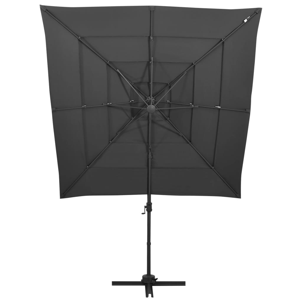 parasol 250x250 cm 4 niveauer aluminiumsstang antracitgrå