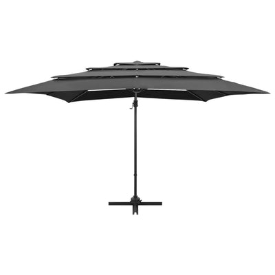 parasol 250x250 cm 4 niveauer aluminiumsstang antracitgrå