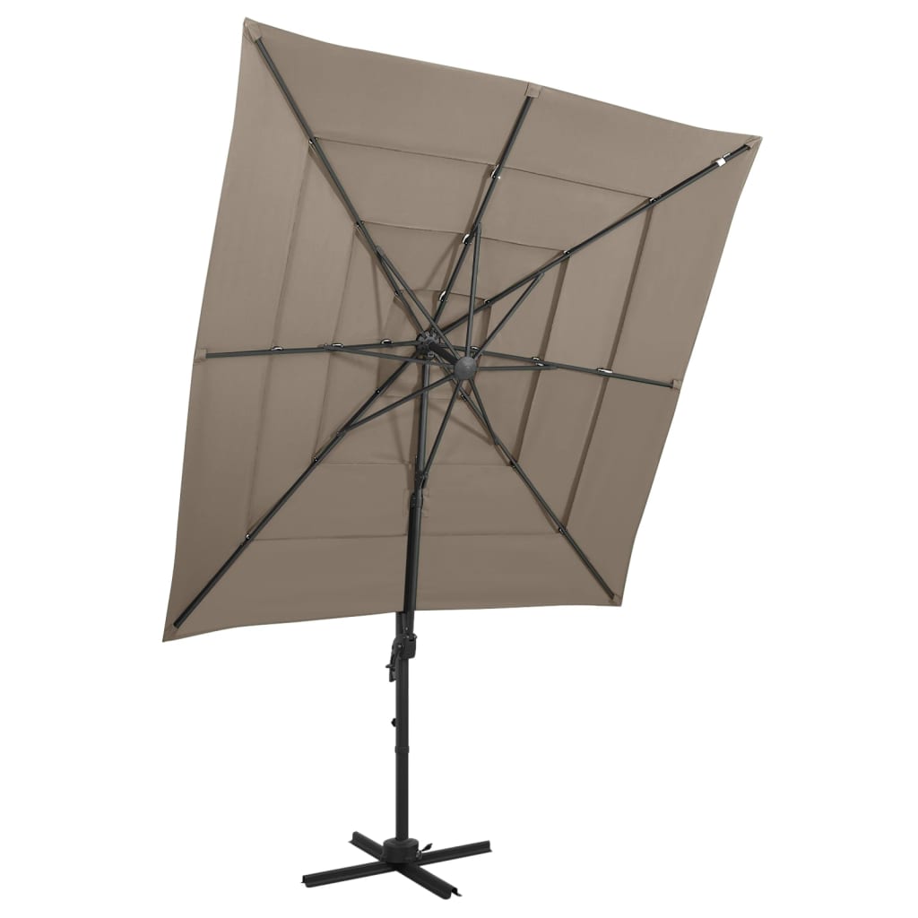 parasol med aluminiumsstang 4 niveauer 250x250 cm gråbrun