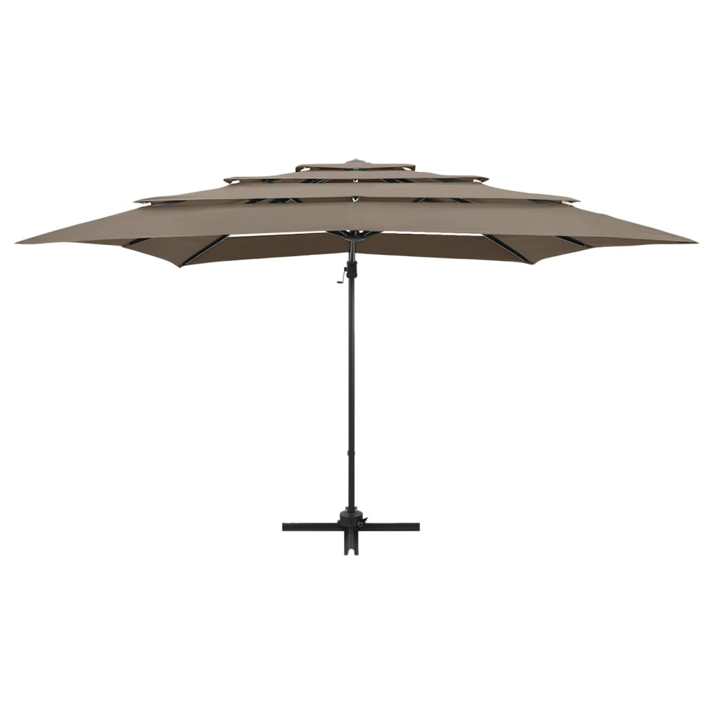 parasol med aluminiumsstang 4 niveauer 250x250 cm gråbrun