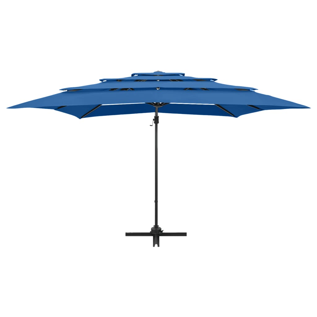 parasol 250x250 cm 4 niveauer aluminiumsstang azurblå