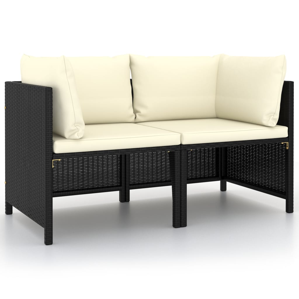 2-personers havesofa med hynder polyrattan sort