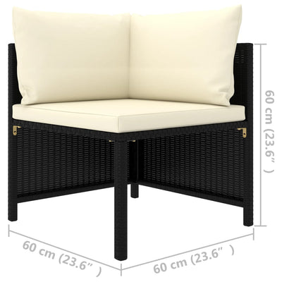 2-personers havesofa med hynder polyrattan sort