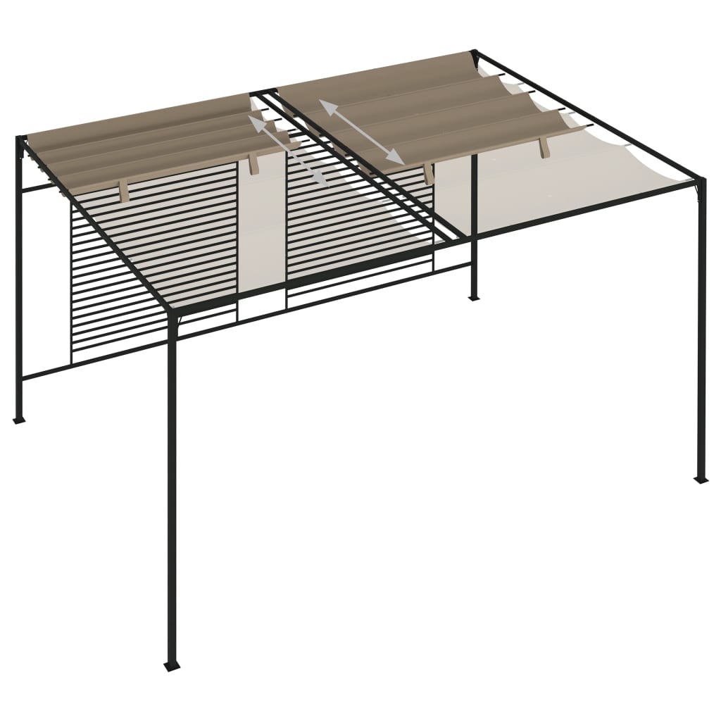 pavillon med sammenrulleligt tag 3x4x2,3 cm 180 g/m² gråbrun