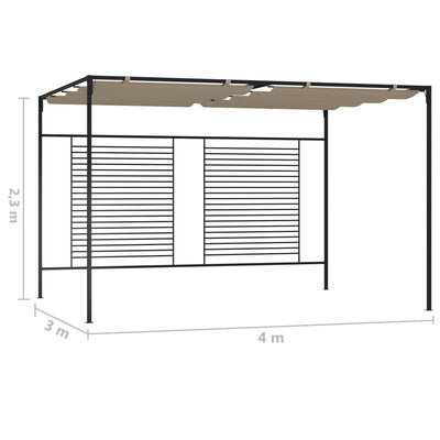 pavillon med sammenrulleligt tag 3x4x2,3 cm 180 g/m² gråbrun