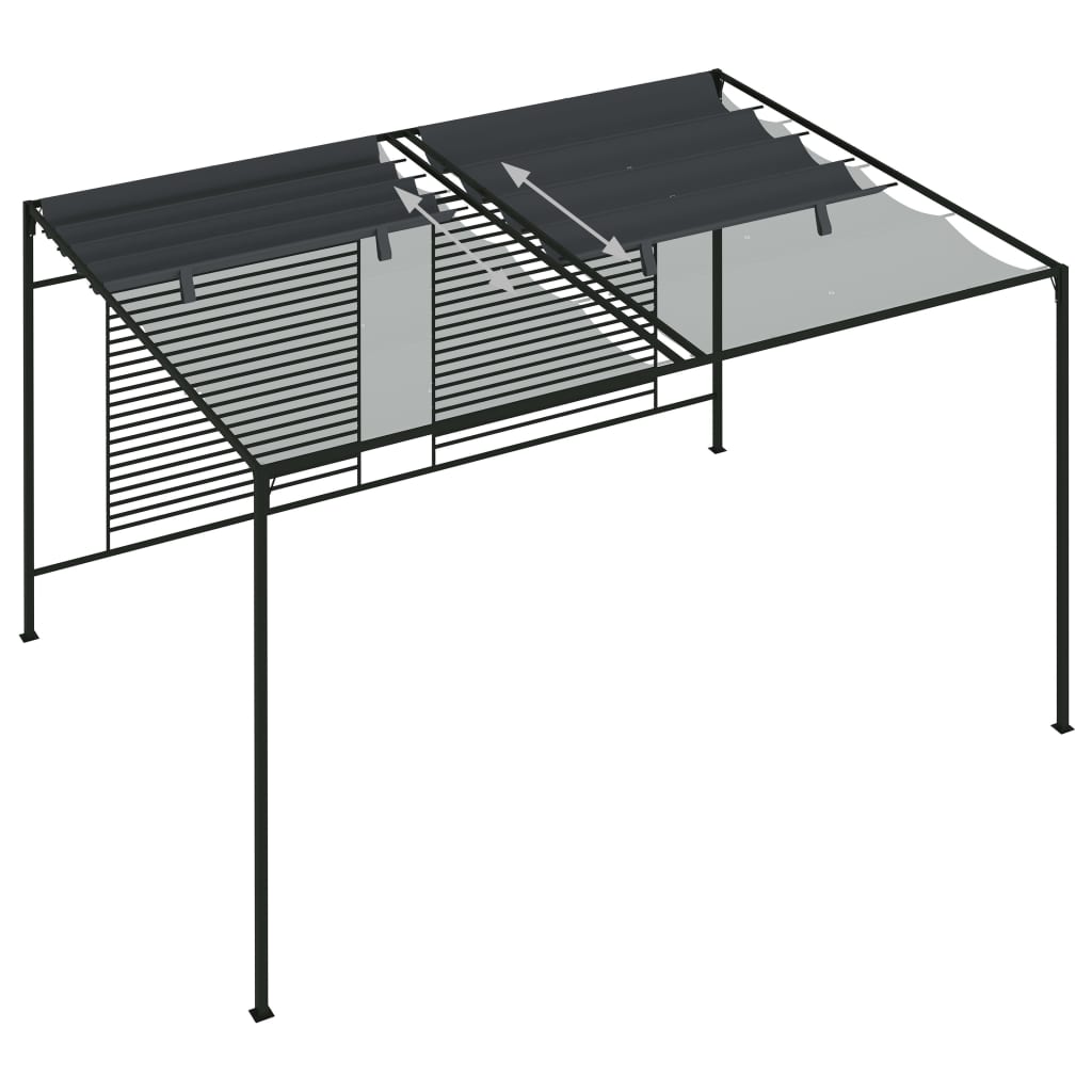 havepavillon med udtrækkeligt tag 4x3x2,3 m 180 g/m² antracit