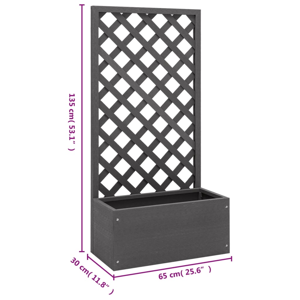 plantekasse med espalier 65x30x135 cm WPC