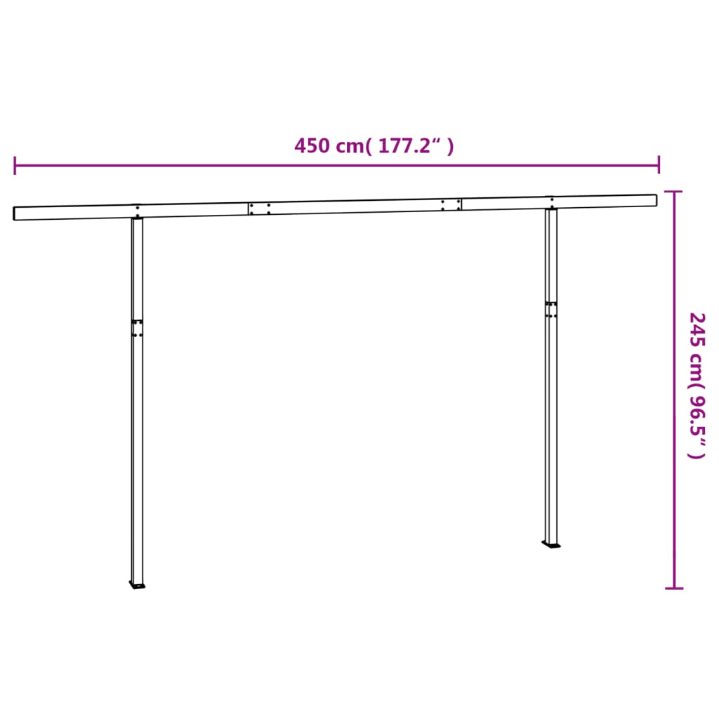 markisestolpesæt 450x245 cm jern antracitgrå