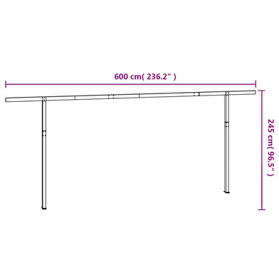 markisestolpesæt 600x245 cm jern antracitgrå