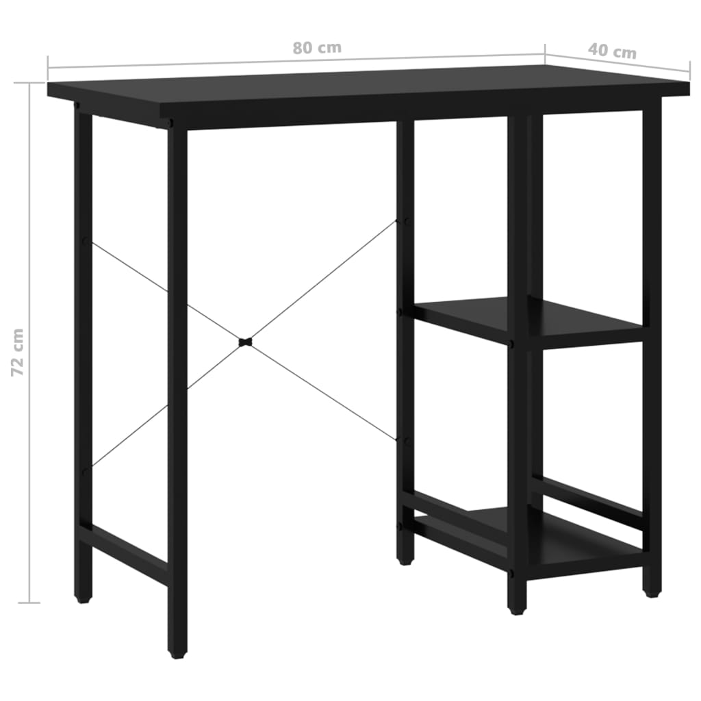 computerbord 80x40x72 cm MDF og metal sort