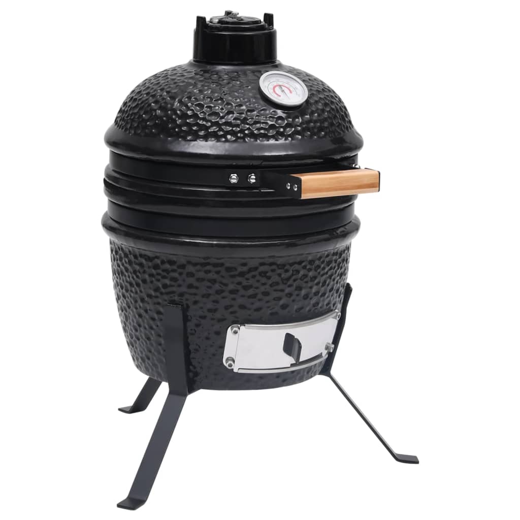 2-i-1 Kamado-røgegrill 56 cm keramisk sort