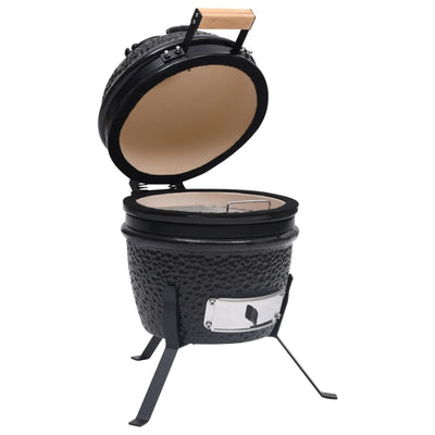 2-i-1 Kamado-røgegrill 56 cm keramisk sort