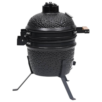 2-i-1 Kamado-røgegrill 56 cm keramisk sort