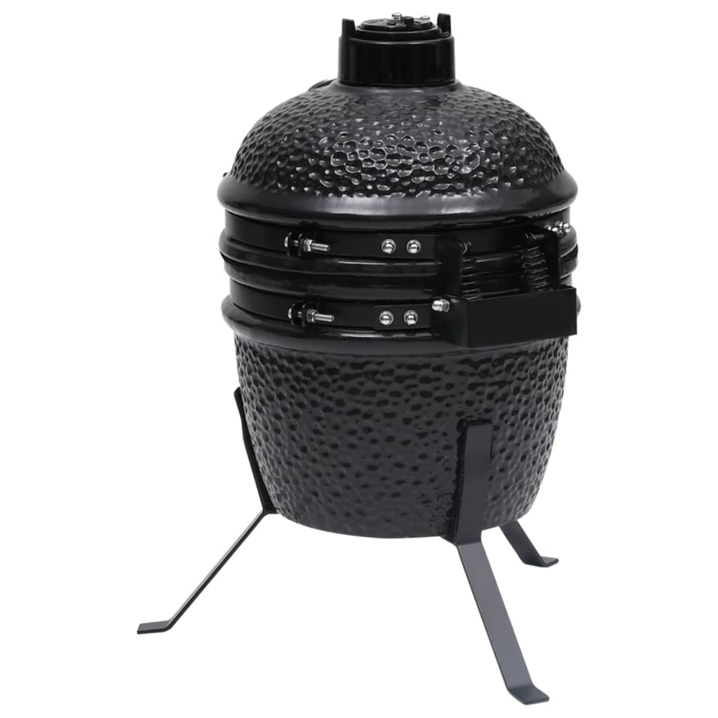 2-i-1 Kamado-røgegrill 56 cm keramisk sort