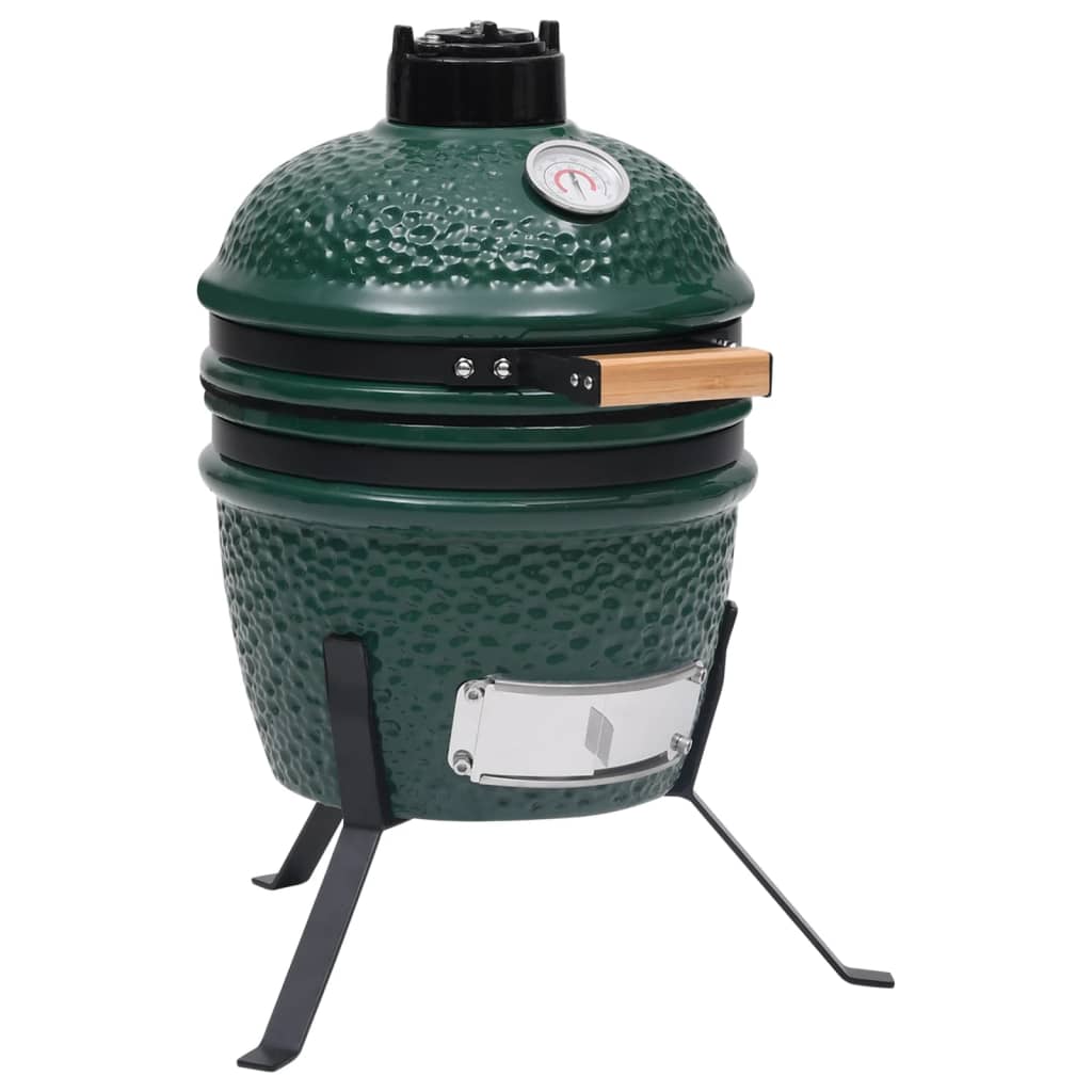 2-i-1 Kamado-røgegrill 56 cm keramisk grøn