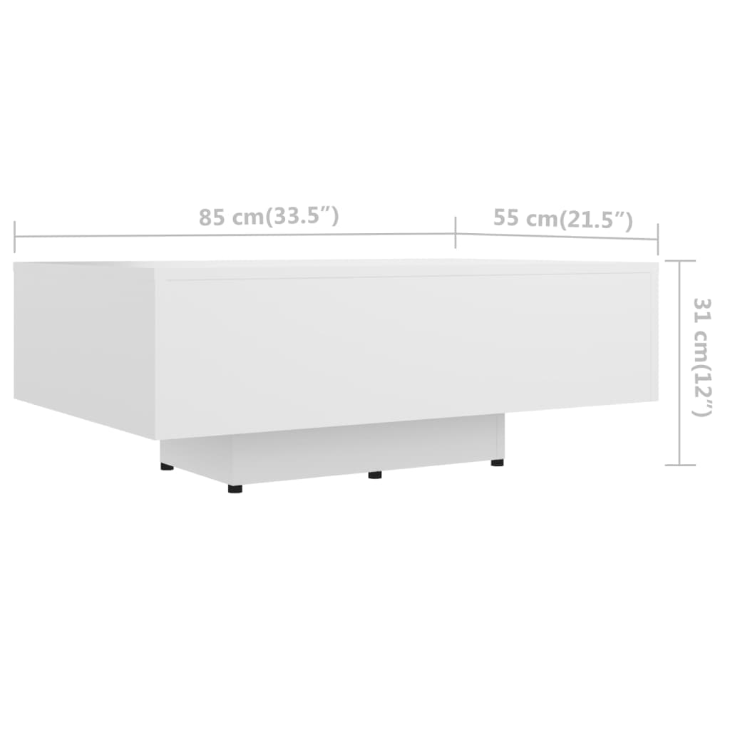 sofabord 85x55x31 cm konstrueret træ hvid