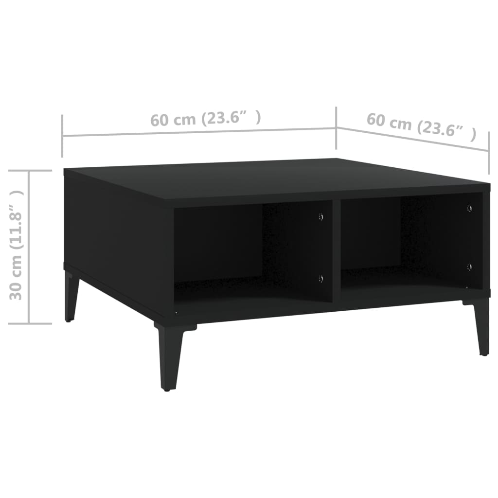 sofabord 60x60x30 cm konstrueret træ sort