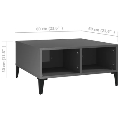 sofabord 60x60x30 cm konstrueret træ grå højglans