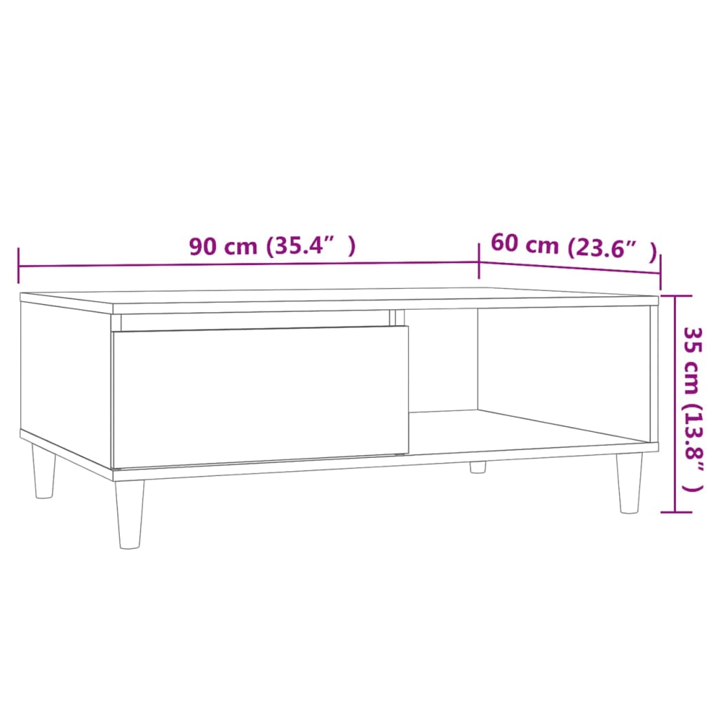 sofabord 90x60x35 cm konstrueret træ betongrå