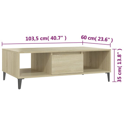 sofabord 103,5x60x35 cm konstrueret træ sonoma-eg