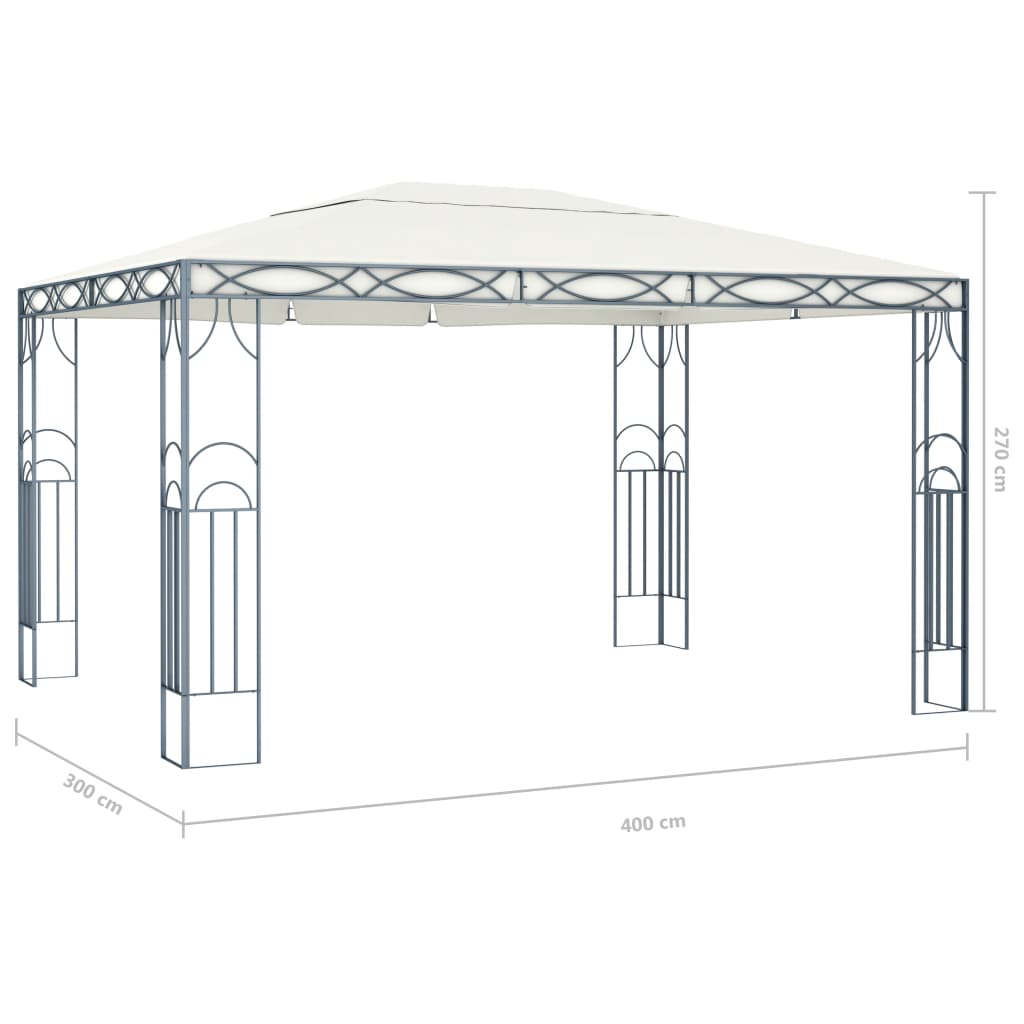 pavillon med LED-lyskæder 400x300 cm cremefarvet