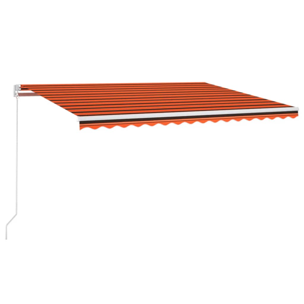 markise m. LED-lys 400x300 cm manuel betjening orange og brun