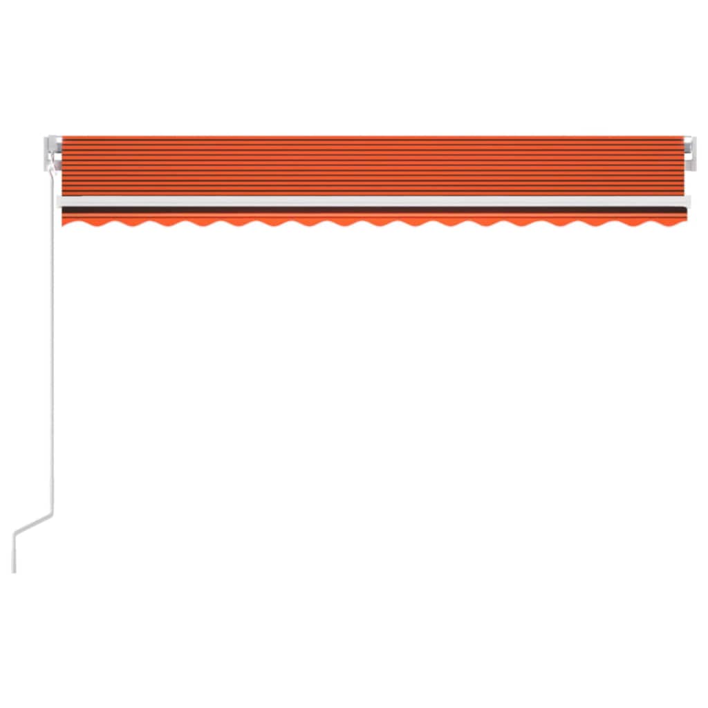 markise m. LED-lys 400x300 cm manuel betjening orange og brun