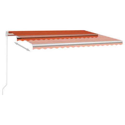 markise m. LED-lys 400x300 cm manuel betjening orange og brun