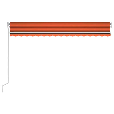 markise m. LED + vindsensor 450x300 cm automatisk orange/brun