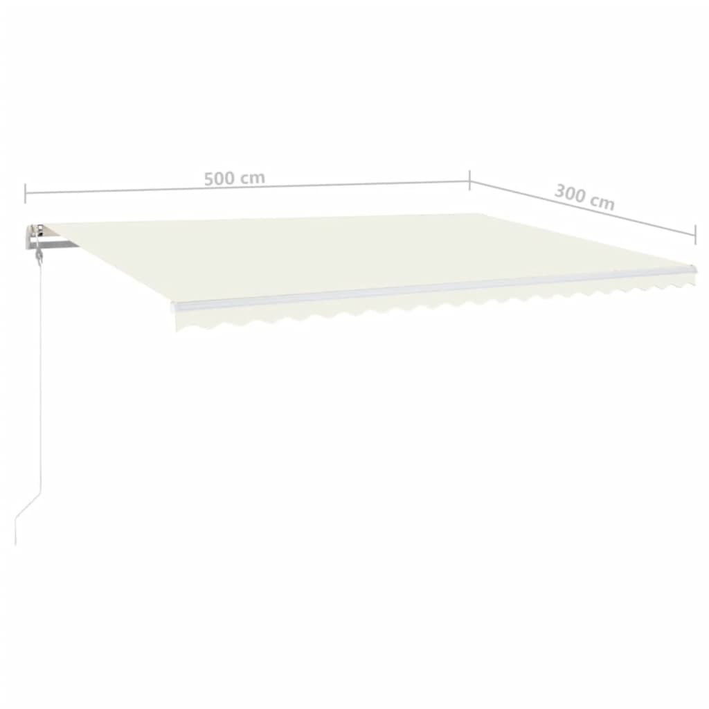 markise m. LED + vindsensor 500x300 cm automatisk cremefarvet