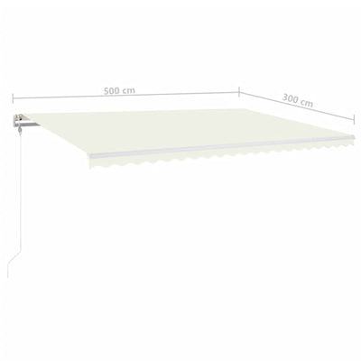 markise m. LED + vindsensor 500x300 cm automatisk cremefarvet