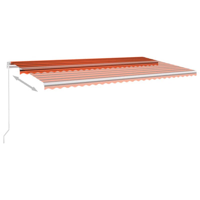 markise m. LED-lys 600x300 cm manuel betjening orange og brun