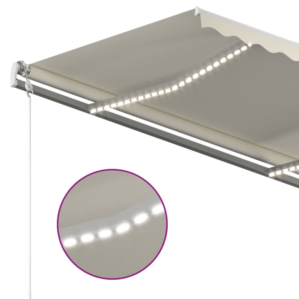 markise m. LED + vindsensor 400x350 cm automatisk creme