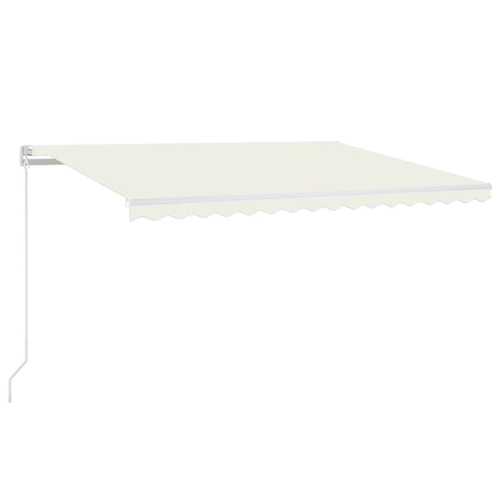 markise m. LED-lys 450x350 cm manuel betjening cremefarvet