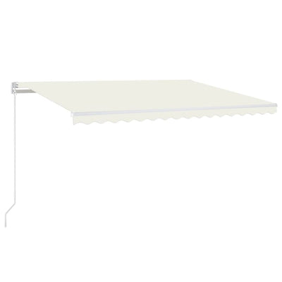 markise m. LED-lys 450x350 cm manuel betjening cremefarvet