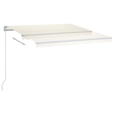 markise m. LED-lys 450x350 cm manuel betjening cremefarvet