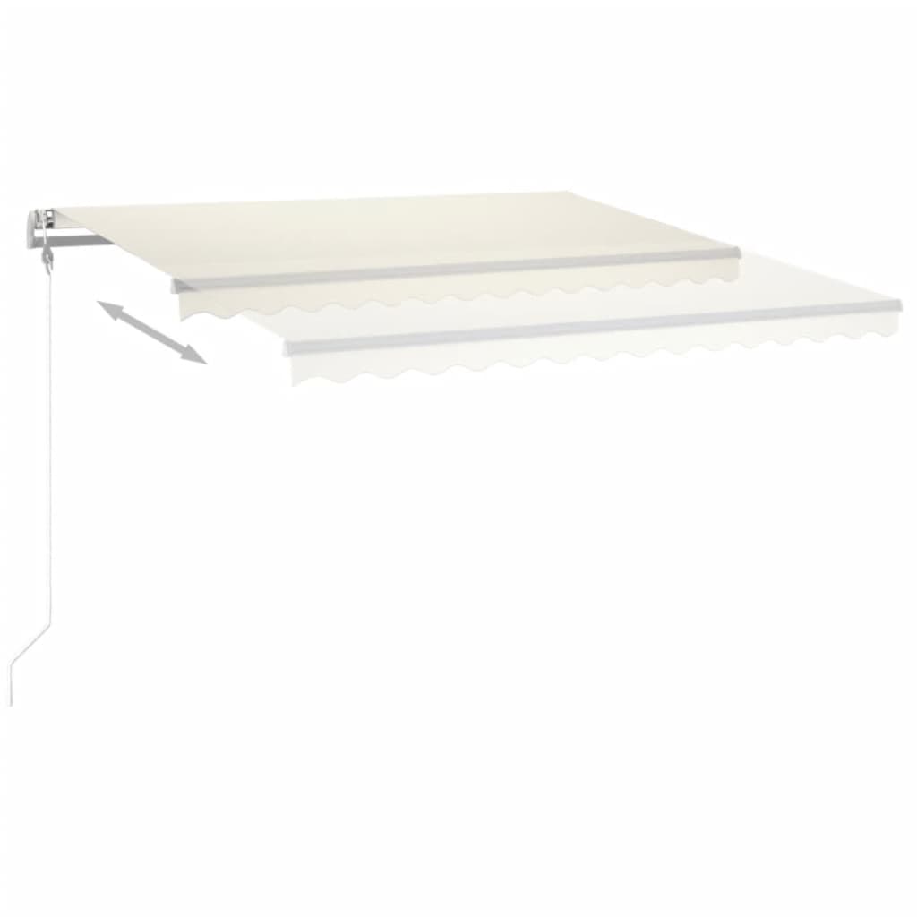 markise m. LED + vindsensor 450x350 cm automatisk cremefarvet