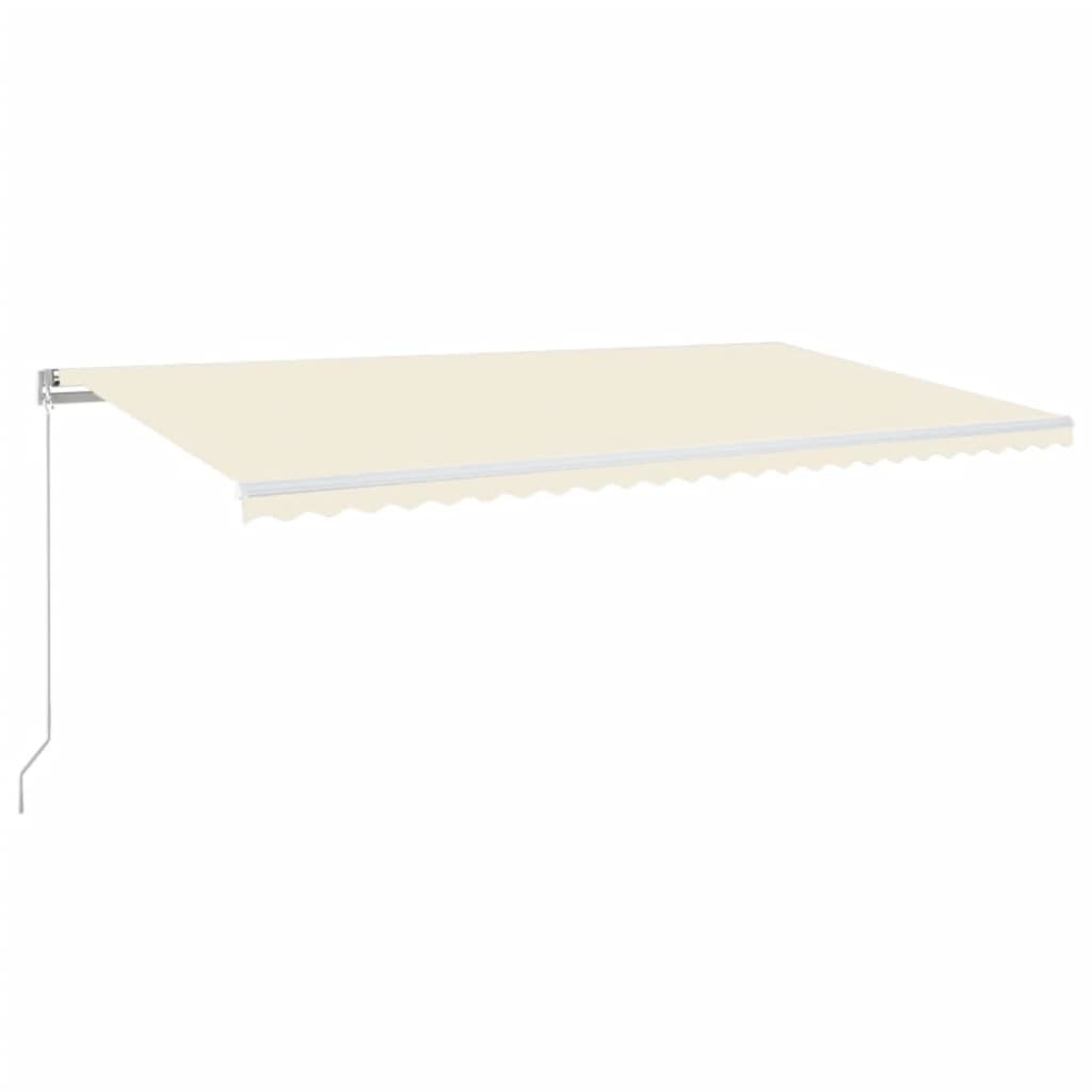 markise m. LED-lys 600x350 cm manuel betjening cremefarvet