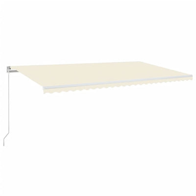 markise m. LED-lys 600x350 cm manuel betjening cremefarvet