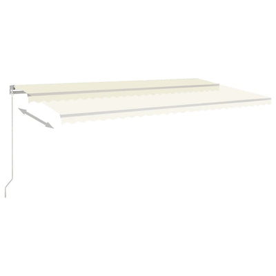 markise m. LED-lys 600x350 cm manuel betjening cremefarvet