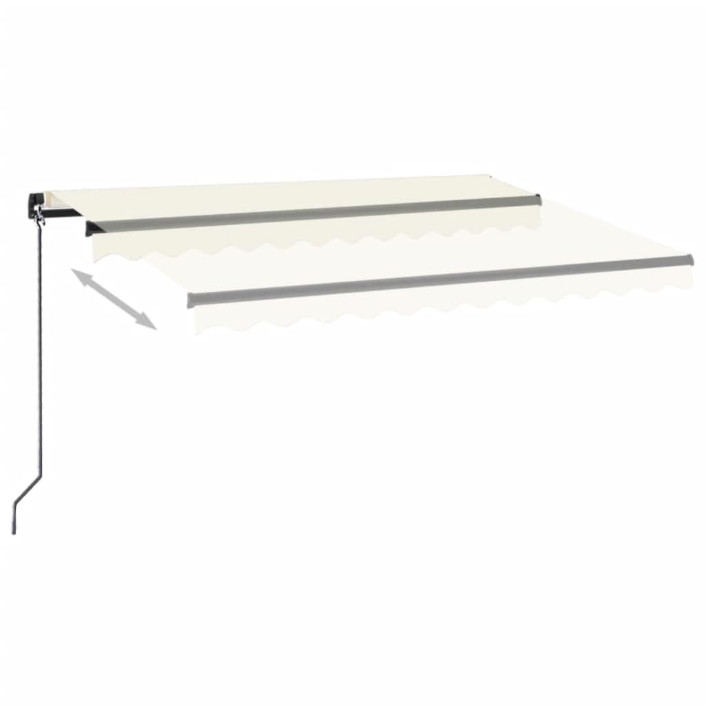 markise m. LED-lys 350x250 cm manuel betjening cremefarvet